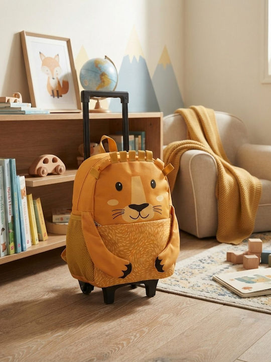 abo Have A Roarsome Day School Trolley Bag Kindergarten With Water Bottle Holder Green 26 x 12 x 35cm