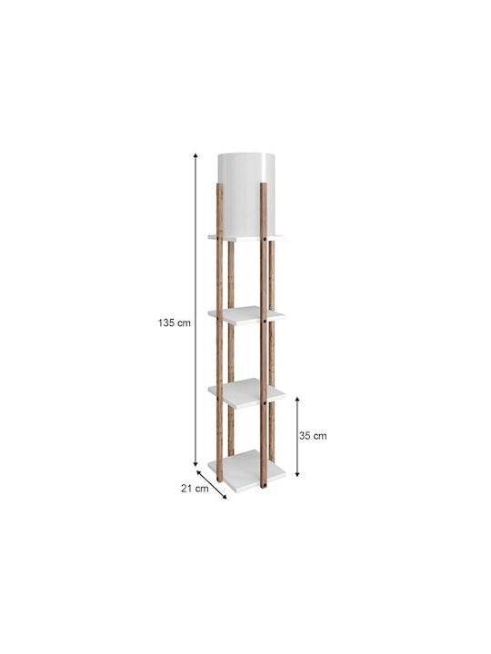 Megapap Nora Lampa de podea Î135xL21cm. cu Soclu pentru Bec E27 Alb