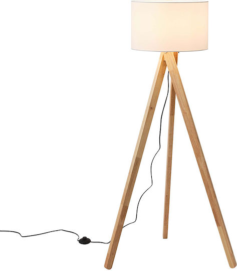 Eurolamp Madera Подова Лампа В145xД45см. с Цокъл за Крушка E27 Бял