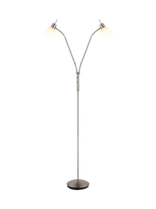 Globo Lighting Floor Lamp H152xW55cm with E14 Lamp Bulb Base Silver
