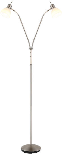 Globo Lighting Floor Lamp H152xW55cm with E14 Lamp Bulb Base Silver