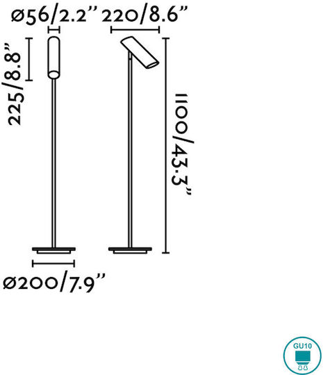 Faro Barcelona Link Stehleuchte H110xB20cm. mit Fassung für Lampe GU10 Bronze