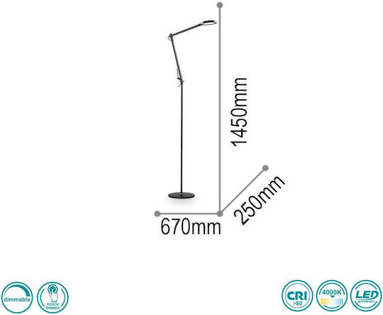 Ideal Lux Futura PT1 LED Floor Lamp H145xW25cm. with Natural White Light 1100lm White