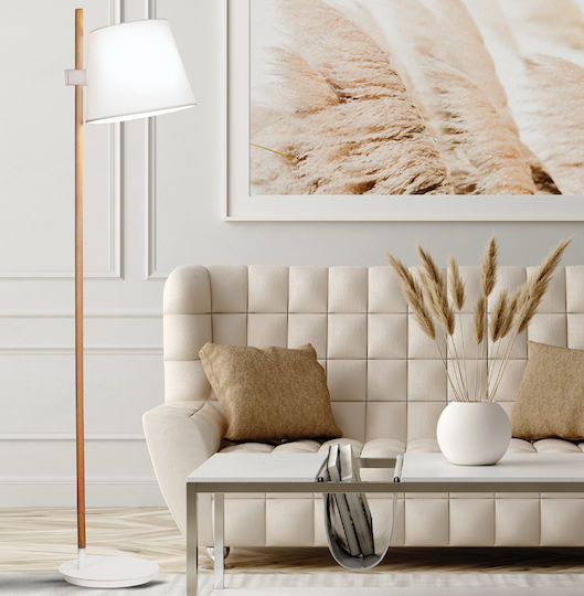 Viokef Viana Floor Lamp Height 164x32cm with E27 Lamp Bulb Base White / Oak
