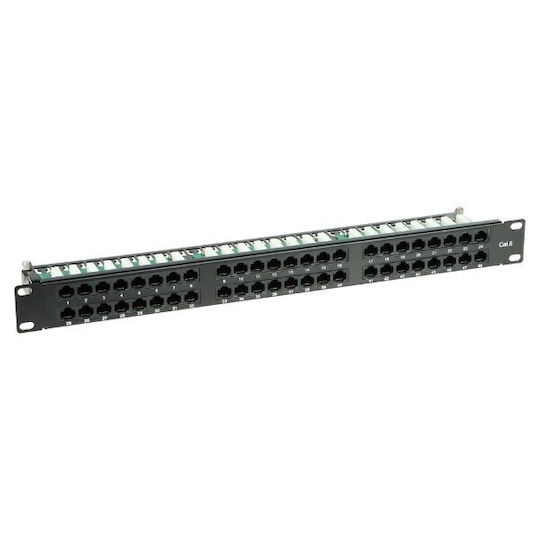 Delta Panou de Patch pentru Rack 1U 19" 48 Prize cat6 Negru