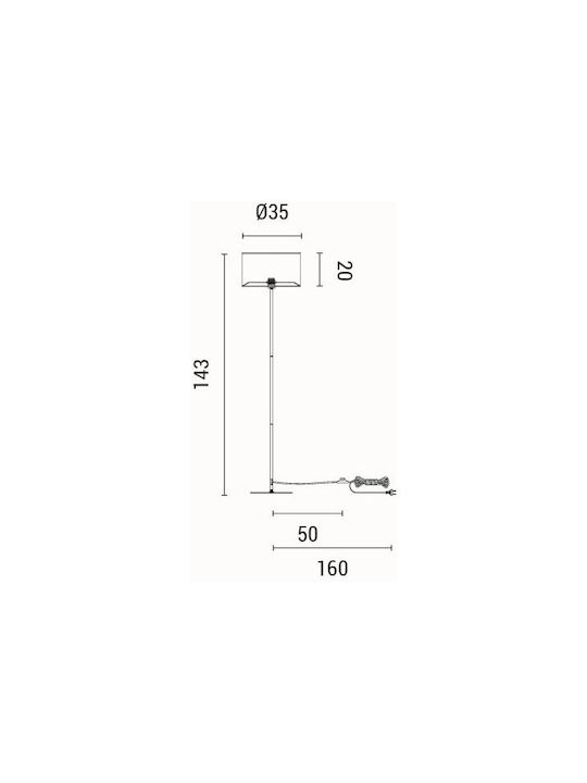 Eurolamp Aenon Floor Lamp H143xW35cm. with Socket for Bulb E27