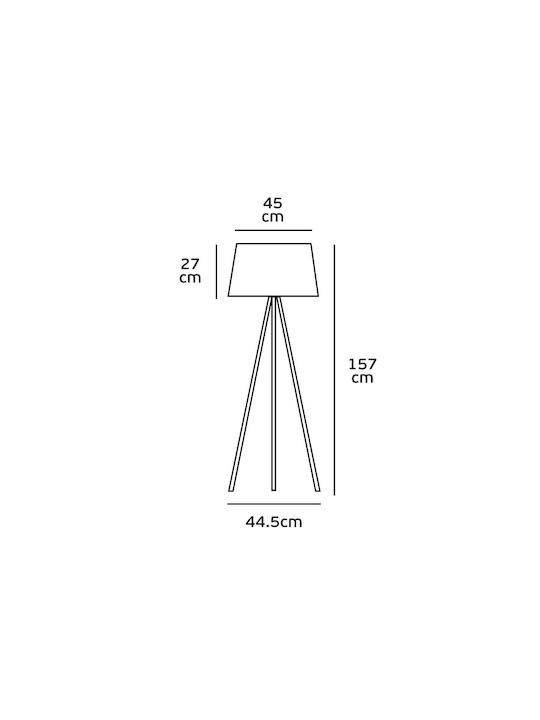 VK Lighting Floor Lamp H157xW45cm. with Socket for Bulb E27 Gray