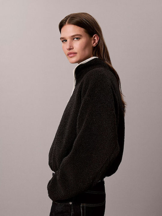 Long Women's Sweatshirt Cardigan Black