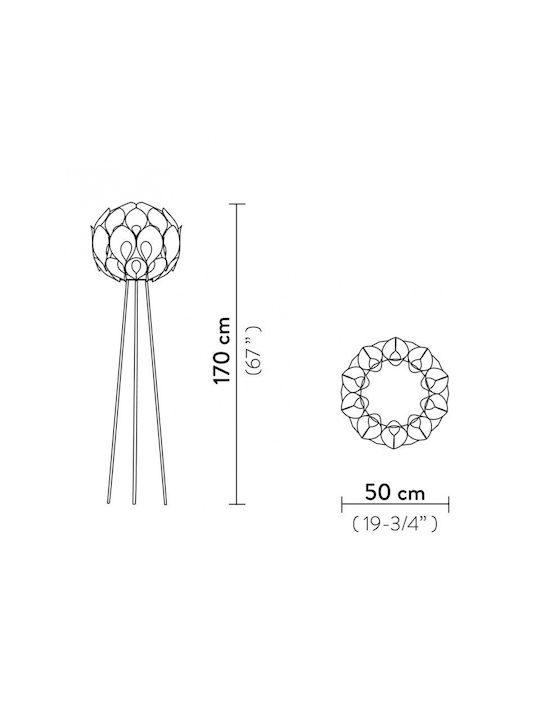 Slamp Floor Lamp H170xW50cm. with Socket for Bulb E27 Gold