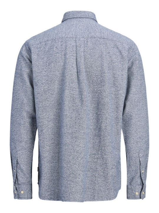 Jprbluharvey Long Sleeve Cotton Shirt in Regular Fit Dark Navy