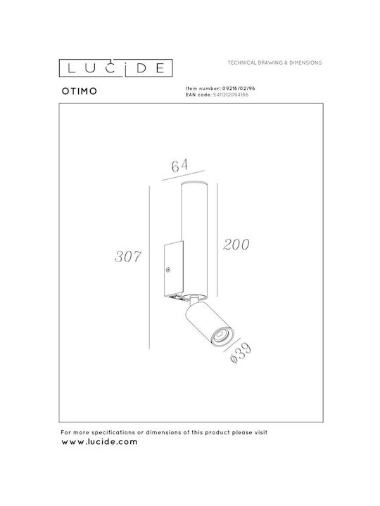 Lucide Lightning Otimo Lamp Wall with Socket GU10 Brown