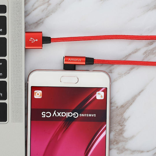 Amorus Редовен USB 2.0 към Микро USB Кабел Червен 0.74 1 Брой