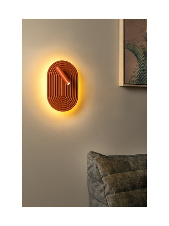 Lucide Lightning Carmino Wall Lamp with Integrated LED and Warm White Light Orange 18.4cm
