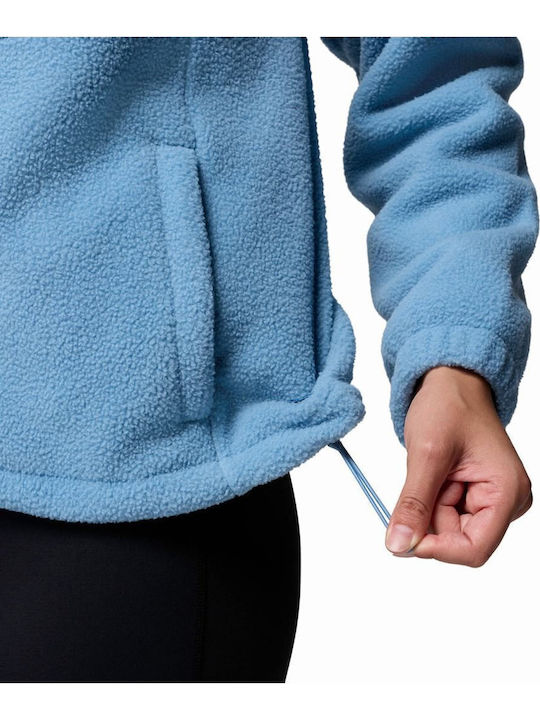 Fleece Damen Strickjacke mit Reissverschluss Blau