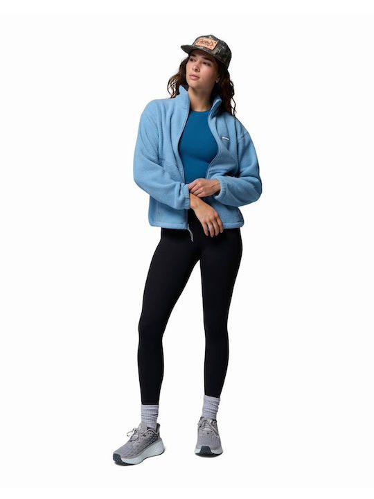 Fleece Damen Strickjacke mit Reissverschluss Blau