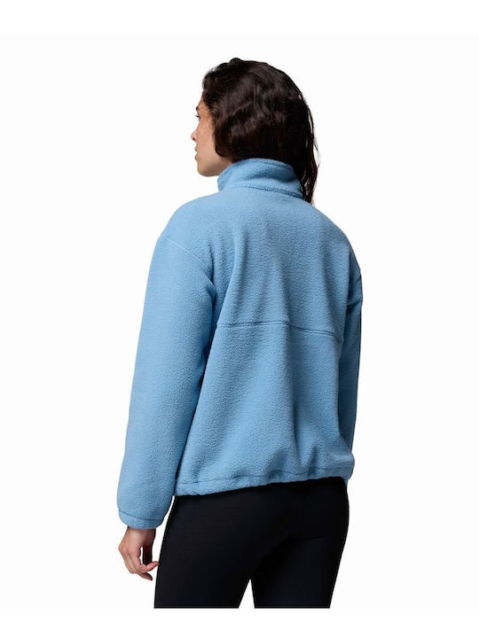 Fleece Damen Strickjacke mit Reissverschluss Blau