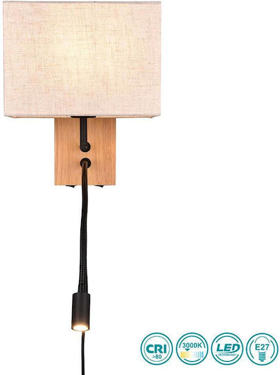 Trio Lighting Modern Lamp Wall with Socket E27 and Switch Black 30x25cm