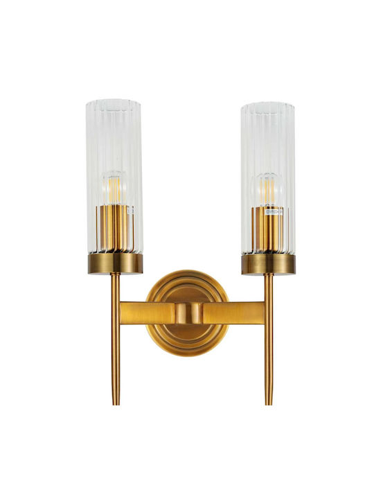 Artekko Wall Lamp with E14 Socket Gold 25x25x40cm