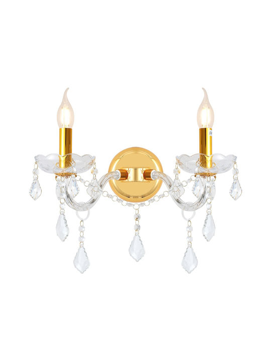 Artekko Modern Wall Lamp with E14 Socket Gold 20x20cm