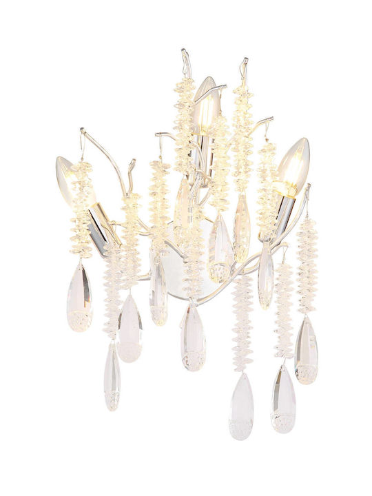 Globo Lighting Φωτιστικό Τοίχου με Ντουί E14 Ασημί 35x47εκ.
