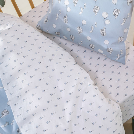 Kentia Set Baby Crib Sheets Cotton Besty Light Blue 120x170cm 3pcs