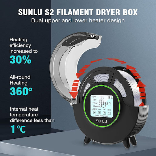 Sunlu S2 Filament Dryer Box with 1 Reel Capacity and LCD Screen