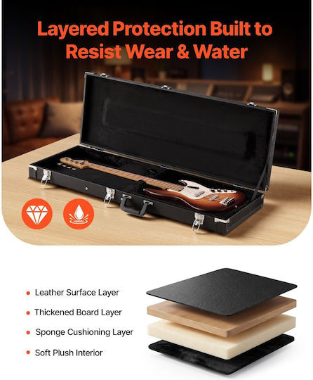 Vevor Hard Electric Guitar Case Wooden Rectangular 1050 Mm Black Tele ST 39" Jxjtyhjxmztej9d7y001v0
