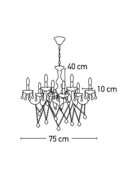 Inlight 5314-8 Kronleuchter 8xE14 Ø75cm mit Kerzen Honig 5314-8-AMBER