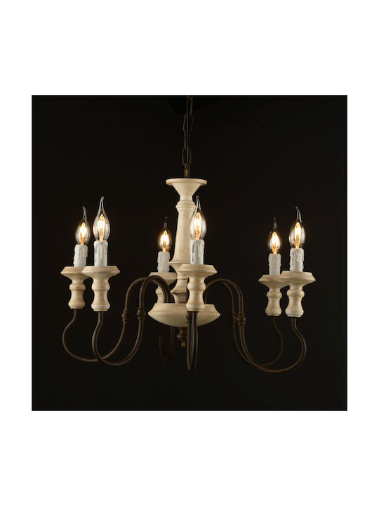 Aca Chandelier Candlestick 6xE14 White 60cm EG176P60R
