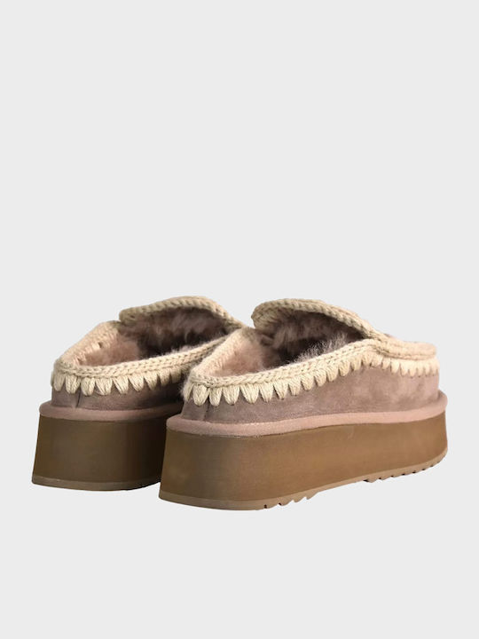 Suede Women's Winter Slippers Beige