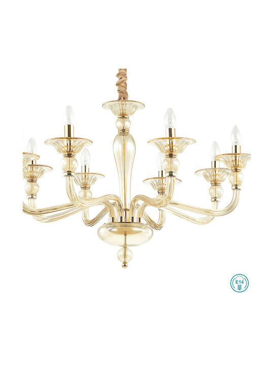 Ideal Lux Danieli Sp8 Chandelier Candlestick 8xE14 Honey 159973