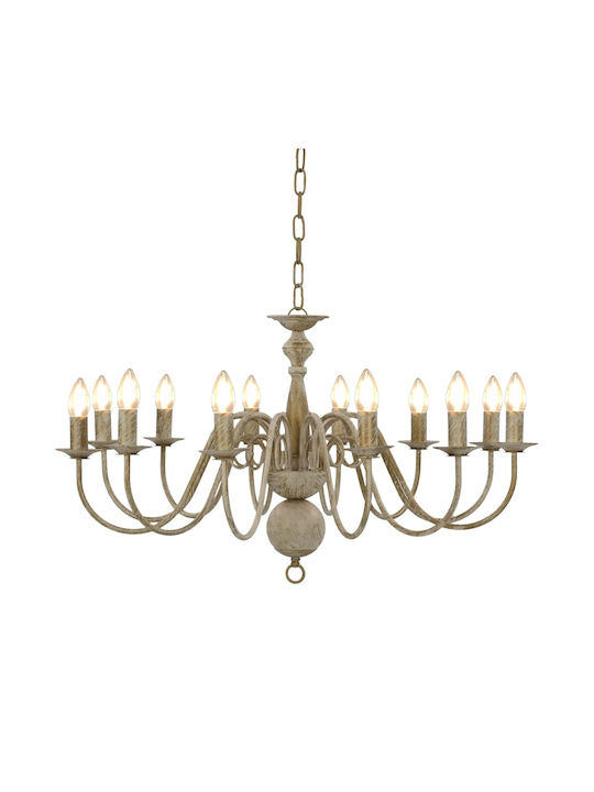 vidaXL Kronleuchter 12xE14 mit Kerzen Beige 281620