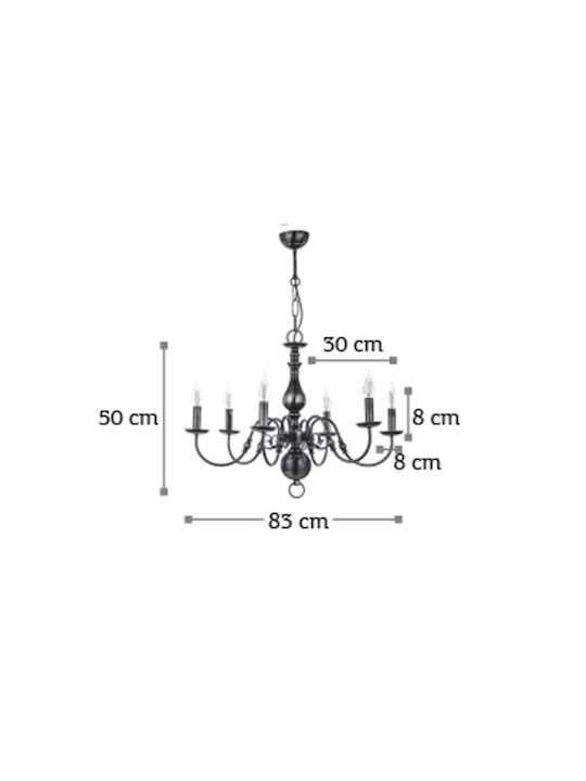 Inlight Оксидант Полилей 8xE14 с Свещи Бронзов 5309-8