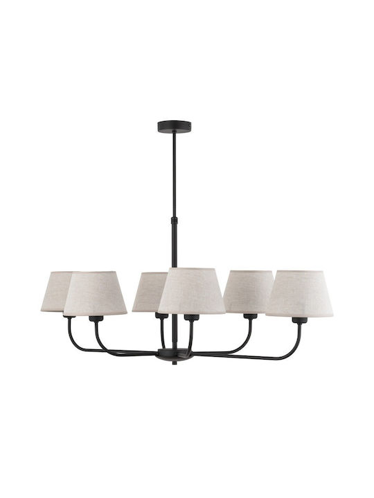 TK Lighting Chicago Kronleuchter 6xE27 Ø90cm mit Schirmen Beige 3999