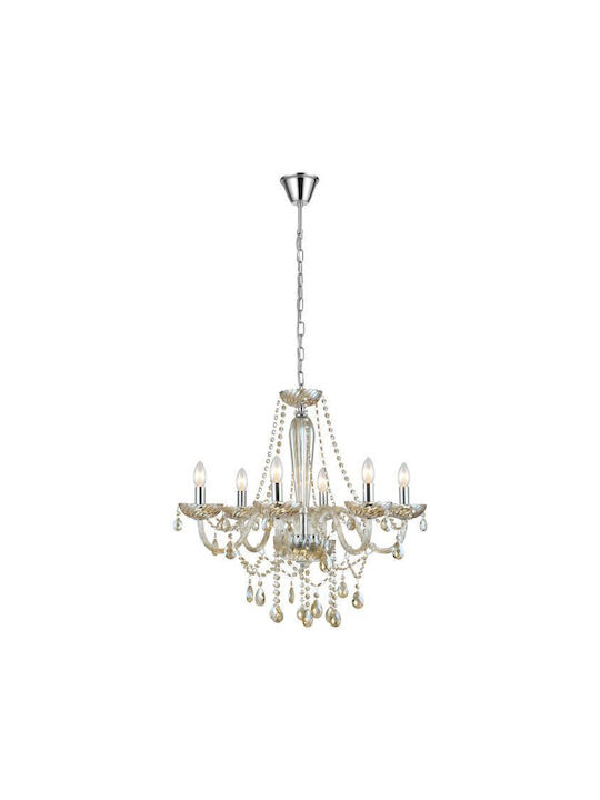 Eglo Basilano Candelabru 6xE14 Ø72cm cu Lumânări Galben Miere 39092