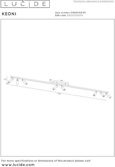 Lucide Lightning Keoni Σποτ με 8 Φώτα και με Ντουί G9 σε Καφέ Χρώμα