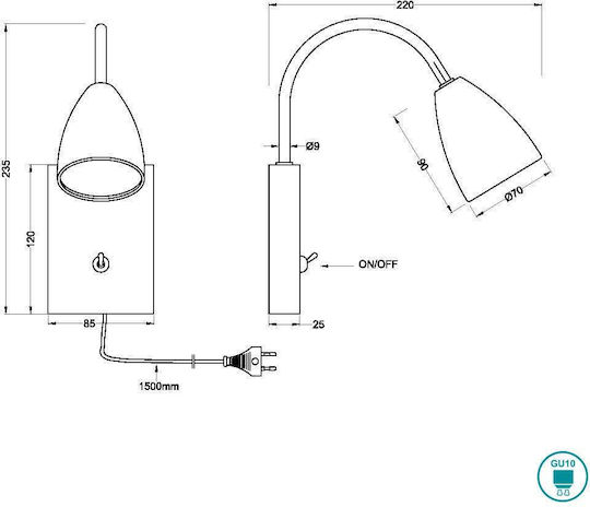 Trio Lighting Wanda Single Spot with Socket GU10 in Bronze Color