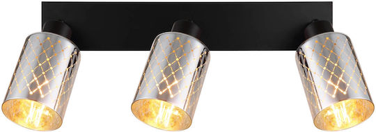 Globo Lighting Triple Spot with E27 Lamp Adapter in Black Colour