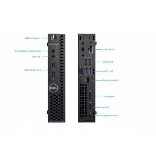 Dell Optiplex 3060 Micro Überarbeiteter Grade A Desktop-PC Μεταχειρισμένα Refurbished (Kern i3-8100T/8GB/256GB SSD/W11 Pro)