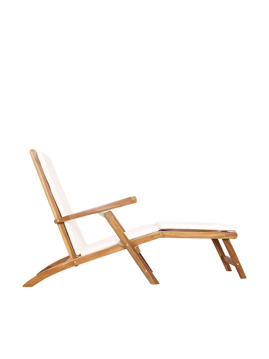 Double Wooden Deckchair with White Pillow 152x60x94.5cm