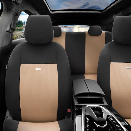 Car Seat Covers Otom Flex Design Universal Cotton Fabric Rachel Set Front Rear 10 Pieces Black Beige Flx-103