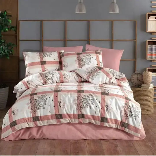 Set Huse Pentru Pilote Bumbac Satinat 200x220cm Dublu Cu 2 Fețe De Pernă & 1 Cearșaf Satin