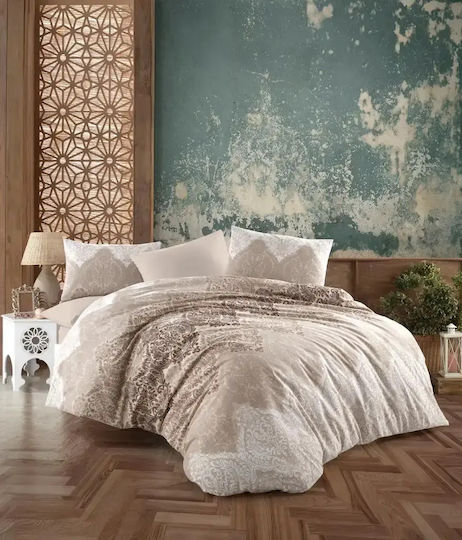 Set Huse Pentru Pilote Bumbac Satinat 200x220cm Dublu Cu 2 Fețe De Pernă & 1 Cearșaf Satin