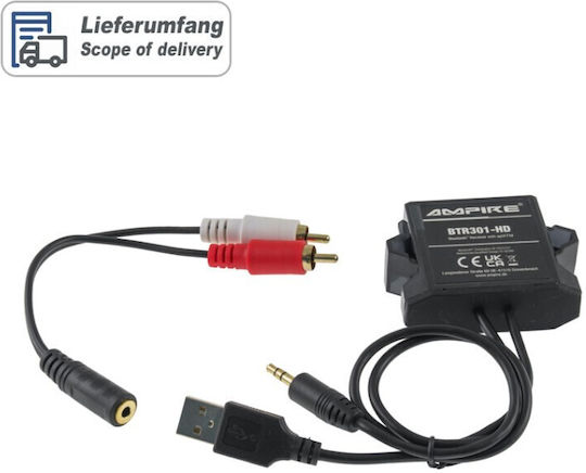 Ampire Btr301-hd Δέκτης Bluetooth Αυτοκινήτου Usb 3.5mm Jack
