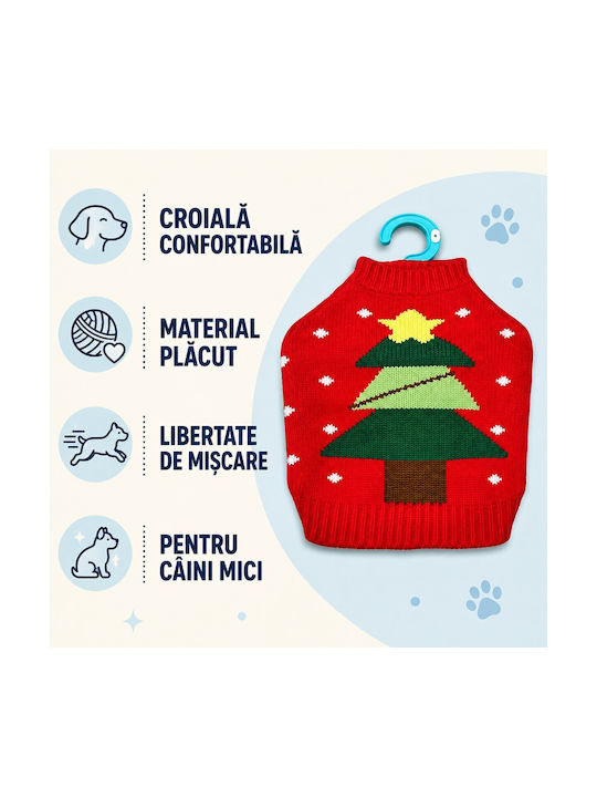 Pulover Tricotat De Crăciun Pentru Câini Mici Copac Roșu