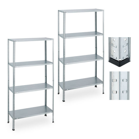 Relaxdays Dexions 75.5x30.5x147.5cm cu 4 Rafturi Rezistență Totală 640kg 2 Bucăți