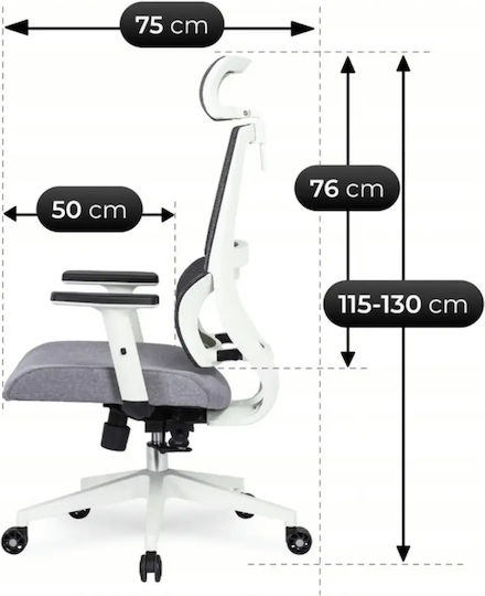 Mebel Elite Nicki Scaun de birou cu Brațe Reglabile Gri
