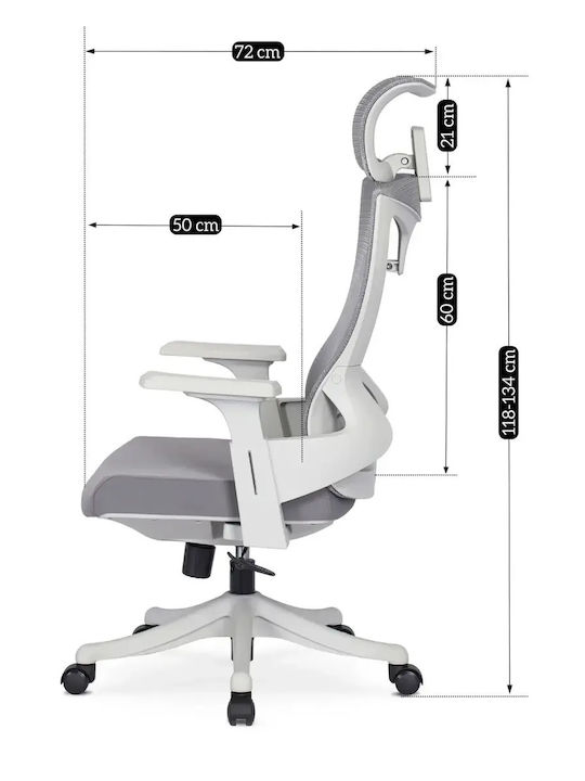 Mebel Elite Caret 2 Καρέκλα Γραφείου με Ρυθμιζόμενα Μπράτσα Γκρι