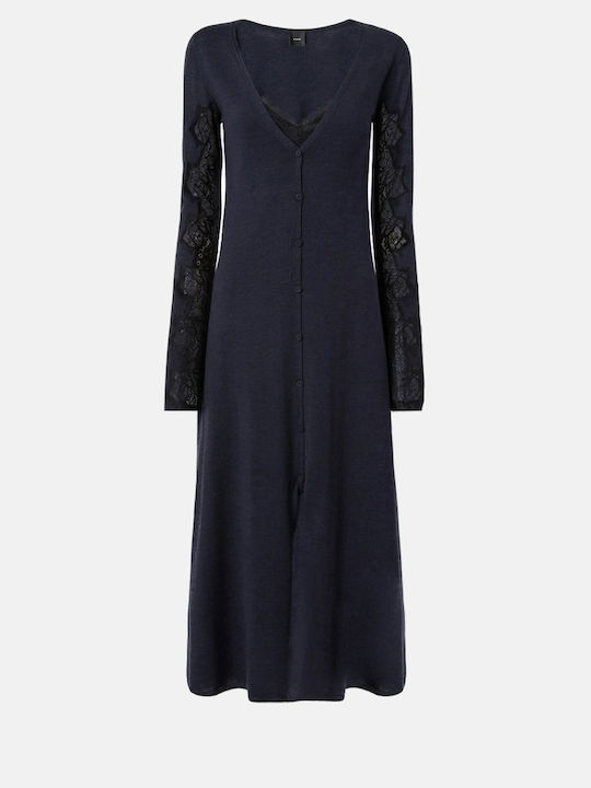 Rochie Midi De Seară Rochie-Cămașă Cu Dantelă Albastru Navy