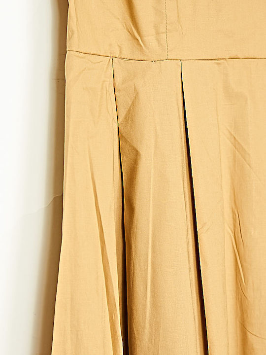 Summer Midi Shirt Dress Camel